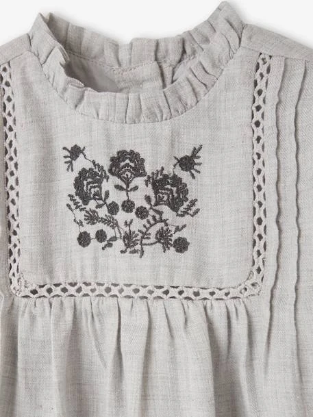 Dress With Embroidered Cravat For Babies - Khaki 5 Dress With Embroidered Cravat For Babies - Khaki - Image 3