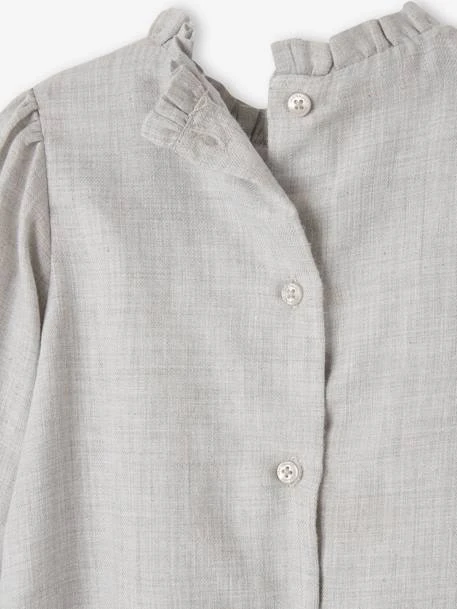 Dress With Embroidered Cravat For Babies - Khaki 6 Dress With Embroidered Cravat For Babies - Khaki - Image 4