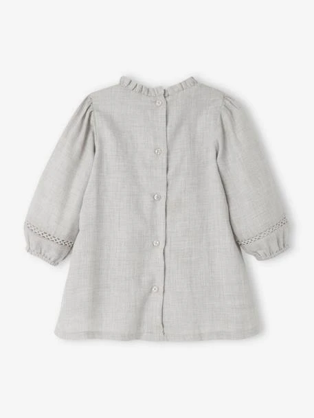 Dress With Embroidered Cravat For Babies - Khaki 4 Dress With Embroidered Cravat For Babies - Khaki - Image 2