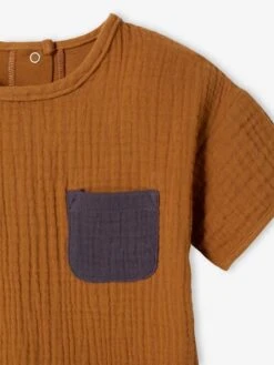 Dual Fabric T-Shirt For Babies - Caramel -PETIT BATEAU Sales Store dual fabric t shirt for babies 2