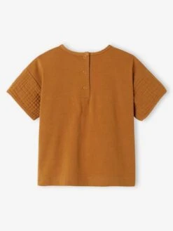 Dual Fabric T-Shirt For Babies - Caramel -PETIT BATEAU Sales Store dual fabric t shirt for babies 4
