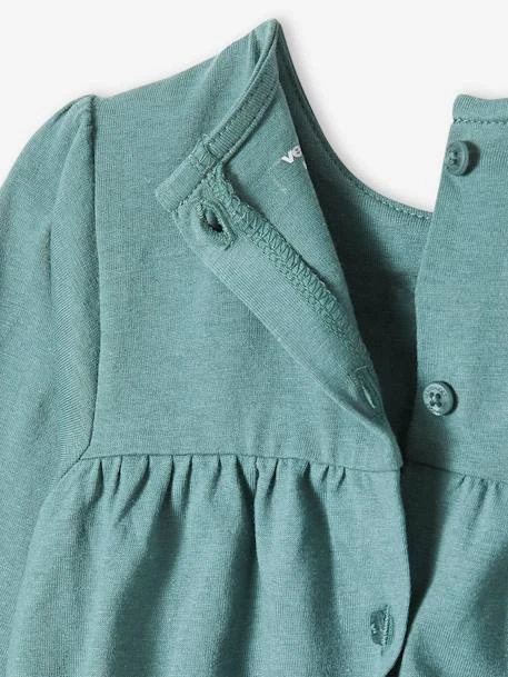 Embroidered Long Sleeve Top For Babies - Green Dark Solid With Design 9 Embroidered Long Sleeve Top For Babies - Green Dark Solid With Design - Image 7