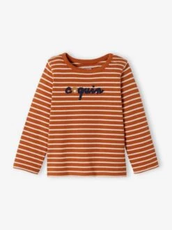 Embroidered Striped Top For Babies - Blue Dark Striped -PETIT BATEAU Sales Store embroidered striped top for babies 9