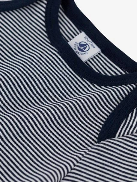 Fine Striped T-Shirt For Babies In Organic Cotton, By PETIT BATEAU - Blue Medium Striped 4 Fine Striped T-Shirt For Babies In Organic Cotton, By PETIT BATEAU - Blue Medium Striped - Image 2
