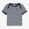 Fine Striped T-Shirt For Babies In Organic Cotton, By PETIT BATEAU - Blue Medium Striped