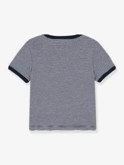 Fine Striped T-Shirt For Babies In Organic Cotton, By PETIT BATEAU - Blue Medium Striped 7 Fine Striped T-Shirt For Babies In Organic Cotton, By PETIT BATEAU - Blue Medium Striped -PETIT BATEAU Sales Store fine striped t shirt for babies in organic cotton by petit bateau 2