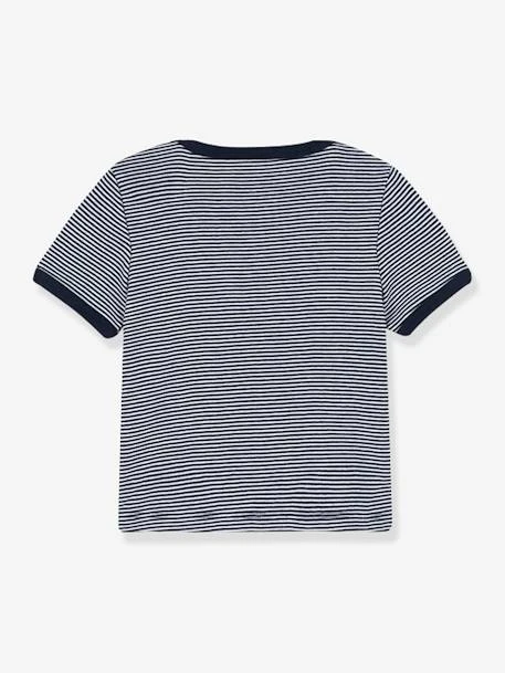 Fine Striped T-Shirt For Babies In Organic Cotton, By PETIT BATEAU - Blue Medium Striped 5 Fine Striped T-Shirt For Babies In Organic Cotton, By PETIT BATEAU - Blue Medium Striped - Image 3