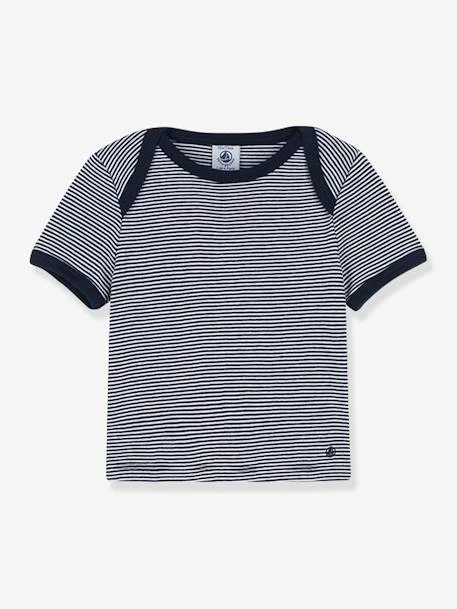 Fine Striped T-Shirt For Babies In Organic Cotton, By PETIT BATEAU - Blue Medium Striped 3 Fine Striped T-Shirt For Babies In Organic Cotton, By PETIT BATEAU - Blue Medium Striped