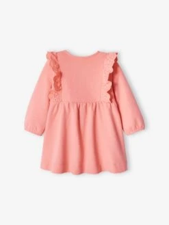 Fleece Dress, Broderie Anglaise Ruffle, For Babies - Grey Blue -PETIT BATEAU Sales Store fleece dress broderie anglaise ruffle for babies 11