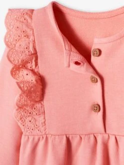 Fleece Dress, Broderie Anglaise Ruffle, For Babies - Grey Blue -PETIT BATEAU Sales Store fleece dress broderie anglaise ruffle for babies 12