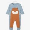 Fleece Sleepsuit For Babies - Grey Medium All Over Printed -PETIT BATEAU Sales Store fleece sleepsuit for babies