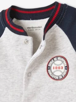 Fleece Sleepsuit With Opening On The Front, For Baby Boys - Grey Medium Solid With Design -PETIT BATEAU Sales Store fleece sleepsuit with opening on the front for baby boys 4