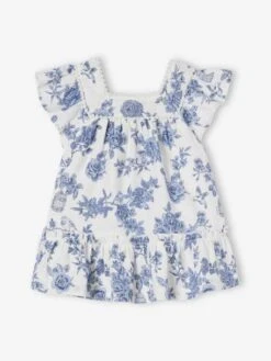 Floral Dress For Babies - Ecru