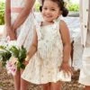 Floral Dress In Cotton Gauze For Babies - Ecru -PETIT BATEAU Sales Store floral dress in cotton gauze for babies