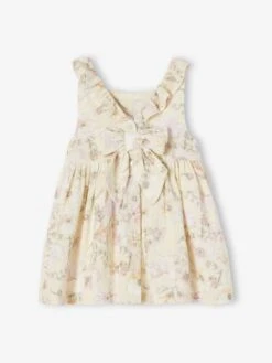 Floral Dress In Cotton Gauze For Babies - Ecru -PETIT BATEAU Sales Store floral dress in cotton gauze for babies 2