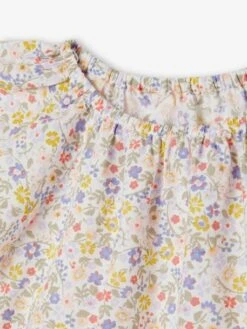 Floral Dress With Butterfly Sleeves For Babies - Printed White -PETIT BATEAU Sales Store floral dress with butterfly sleeves for babies 2