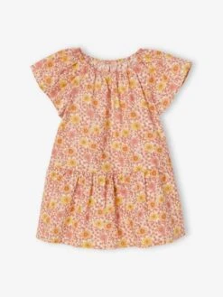 Floral Dress With Butterfly Sleeves For Babies - Printed White -PETIT BATEAU Sales Store floral dress with butterfly sleeves for babies 3