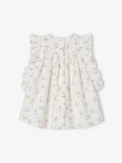 Floral Dress With Ruffles For Babies - White Light All Over Printed -PETIT BATEAU Sales Store floral dress with ruffles for babies 2