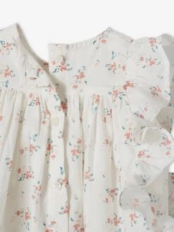 Floral Dress With Ruffles For Babies - White Light All Over Printed -PETIT BATEAU Sales Store floral dress with ruffles for babies 3