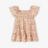 Floral Dress With Smocking For Babies - Ecru -PETIT BATEAU Sales Store floral dress with smocking for babies