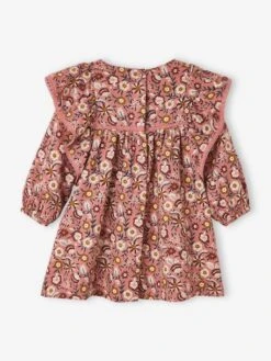 Floral Dress With Smocking, For Babies - Brown Medium All Over Printed -PETIT BATEAU Sales Store floral dress with smocking for babies 4