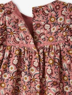 Floral Dress With Smocking, For Babies - Brown Medium All Over Printed -PETIT BATEAU Sales Store floral dress with smocking for babies 6