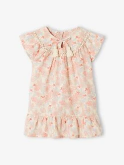 Floral Short Sleeve Dress For Babies - Ecru -PETIT BATEAU Sales Store floral short sleeve dress for babies 2