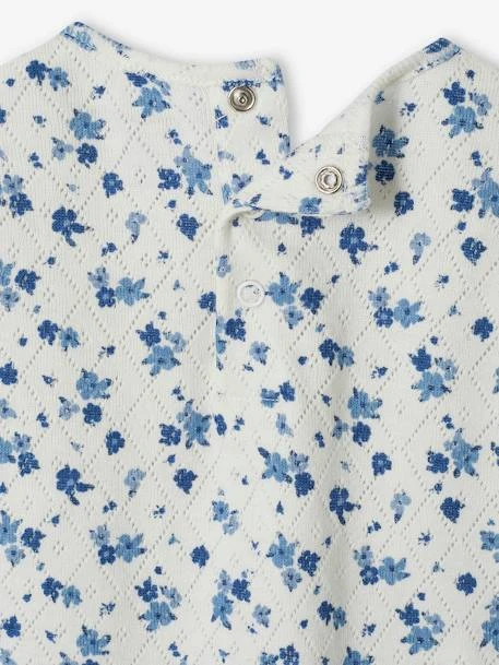 Floral T-Shirt In Pointelle Knit, For Babies - Ecru 5 Floral T-Shirt In Pointelle Knit, For Babies - Ecru - Image 3