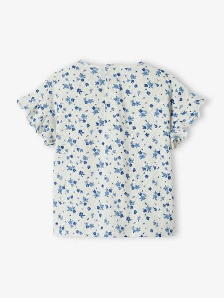 Floral T-Shirt In Pointelle Knit, For Babies - Ecru 6 Floral T-Shirt In Pointelle Knit, For Babies - Ecru - Image 4