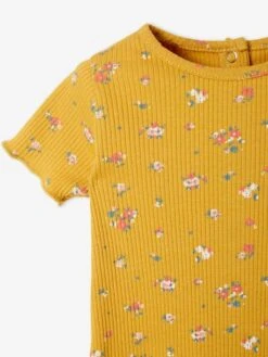 Floral T-Shirt In Rib Knit For Babies - Pink Light All Over Printed -PETIT BATEAU Sales Store floral t shirt in rib knit for babies 13
