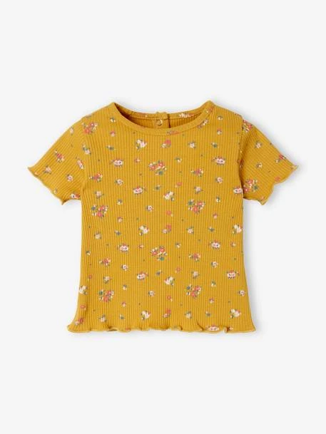 Floral T-Shirt In Rib Knit For Babies - Yellow Medium All Over Printed 7 Floral T-Shirt In Rib Knit For Babies - Yellow Medium All Over Printed - Image 5