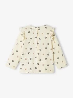 Floral Top With Ruffle, For Babies - Ecru -PETIT BATEAU Sales Store floral top with ruffle for babies 3