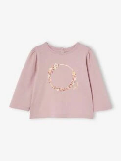 Floral Wreath Top For Babies - Old Pink