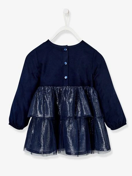 Glittery Christmas Dress, For Babies - Blue Dark Solid 4 Glittery Christmas Dress, For Babies - Blue Dark Solid - Image 2