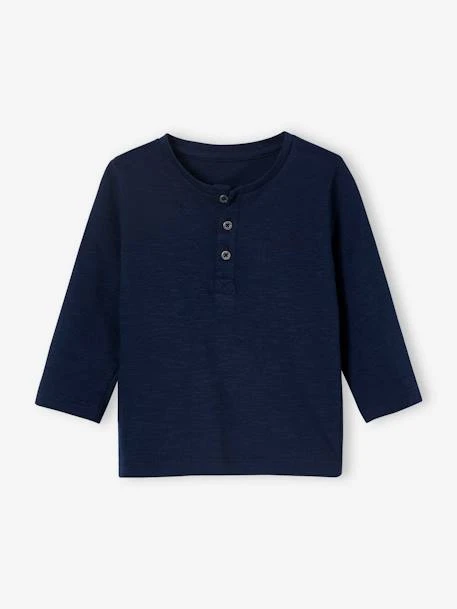 Grandad-Style Long-Sleeved Top For Baby Boys - Dark Blue 9 Grandad-Style Long-Sleeved Top For Baby Boys - Dark Blue - Image 7