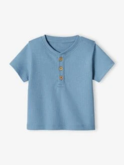 Honeycomb Grandad-Style T-Shirt For Babies - Sky Blue -PETIT BATEAU Sales Store honeycomb grandad style t shirt for babies 13