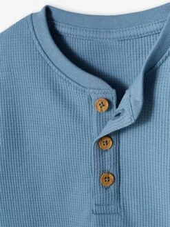 Honeycomb Grandad-Style T-Shirt For Babies - Sky Blue -PETIT BATEAU Sales Store honeycomb grandad style t shirt for babies 14