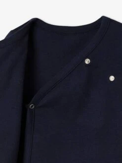 Jacket With Crossover Opening On The Front For Newborn Baby - Blue Dark Solid With Design -PETIT BATEAU Sales Store jacket with crossover opening on the front for newborn baby 2