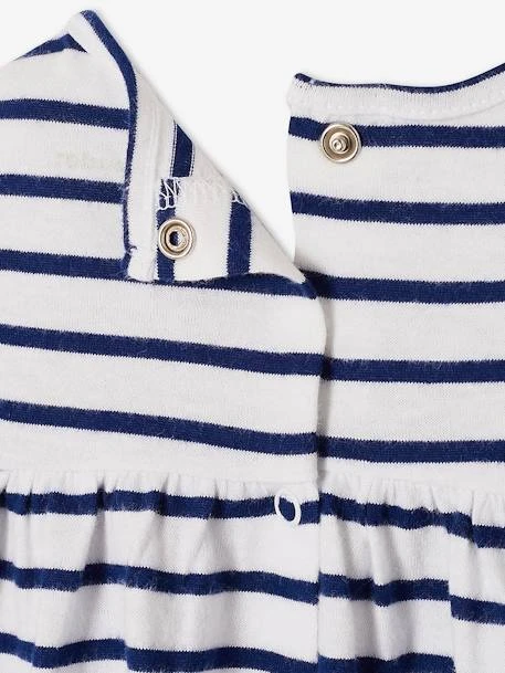 Jersey Knit Dress For Babies - Blue Dark Striped 6 Jersey Knit Dress For Babies - Blue Dark Striped - Image 4