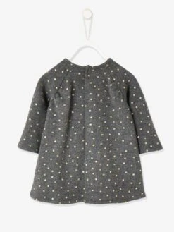 Jersey Knit Dress With Iridescent Print, For Baby Girls - Grey/print -PETIT BATEAU Sales Store jersey knit dress with iridescent print for baby girls 1