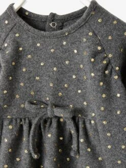 Jersey Knit Dress With Iridescent Print, For Baby Girls - Grey/print -PETIT BATEAU Sales Store jersey knit dress with iridescent print for baby girls 2