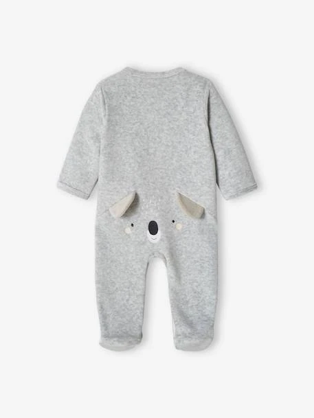 Koala Sleepsuit In Velour, For Babies - Marl Grey 7 Koala Sleepsuit In Velour, For Babies - Marl Grey - Image 5