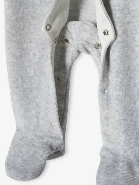 Koala Sleepsuit In Velour, For Babies - Marl Grey 9 Koala Sleepsuit In Velour, For Babies - Marl Grey - Image 7