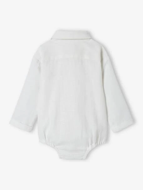 Long Sleeve Bodysuit Shirt For Babies - White 6 Long Sleeve Bodysuit Shirt For Babies - White - Image 4
