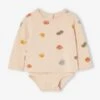 Long Sleeve Bodysuit Top For Babies - Golden Beige