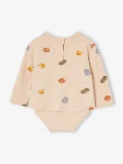Long Sleeve Bodysuit Top For Babies - Golden Beige -PETIT BATEAU Sales Store long sleeve bodysuit top for babies 3