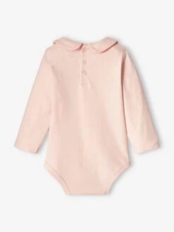 Long Sleeve Bodysuit With Peter Pan Collar For Babies - Pale Pink -PETIT BATEAU Sales Store long sleeve bodysuit with peter pan collar for babies 2