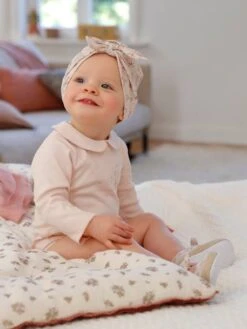 Long Sleeve Bodysuit With Peter Pan Collar For Babies - Pale Pink