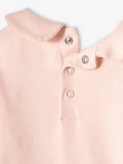 Long Sleeve Bodysuit With Peter Pan Collar For Babies - Pale Pink -PETIT BATEAU Sales Store long sleeve bodysuit with peter pan collar for babies 5