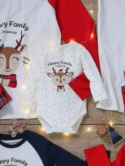 Long Sleeve Christmas Bodysuit For Babies, Family Capsule Collection - Ecru